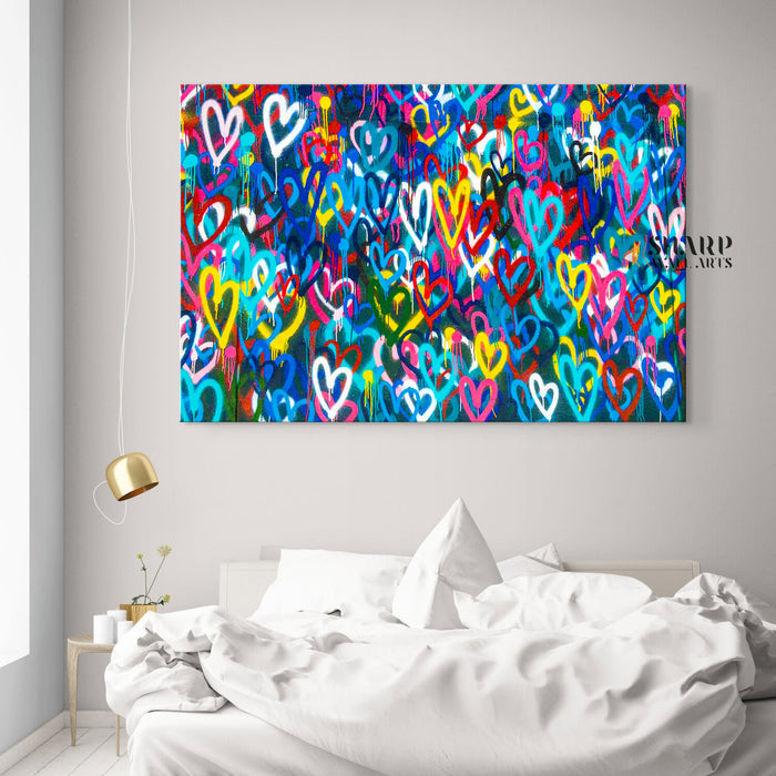 Banksy Love Heart Canvas Wall Art
