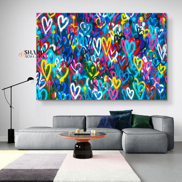 Banksy Love Heart Canvas Wall Art