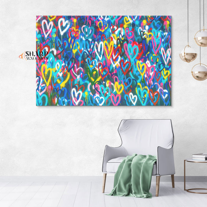 Banksy Love Heart Canvas Wall Art