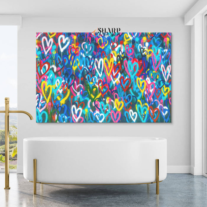Banksy Love Heart Canvas Wall Art