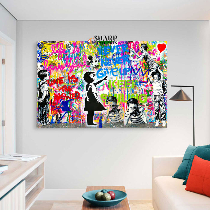 Banksy Mix Life Is Beautiful Canvas Wall Art
