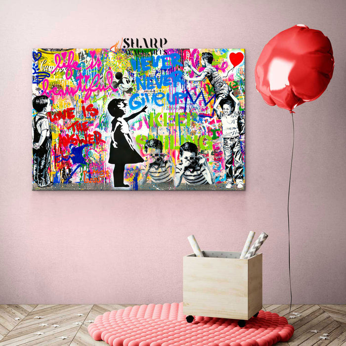 Banksy Mix Life Is Beautiful Canvas Wall Art