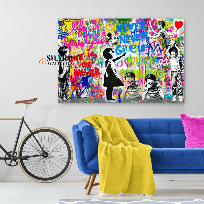 Banksy Mix Life Is Beautiful Canvas Wall Art