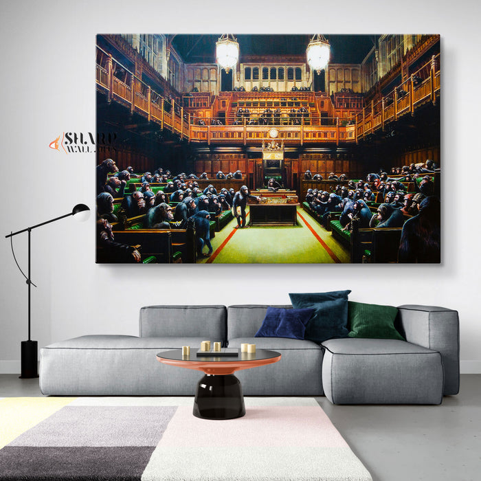 Banksy Monkey Parliament Canvas Wall Art