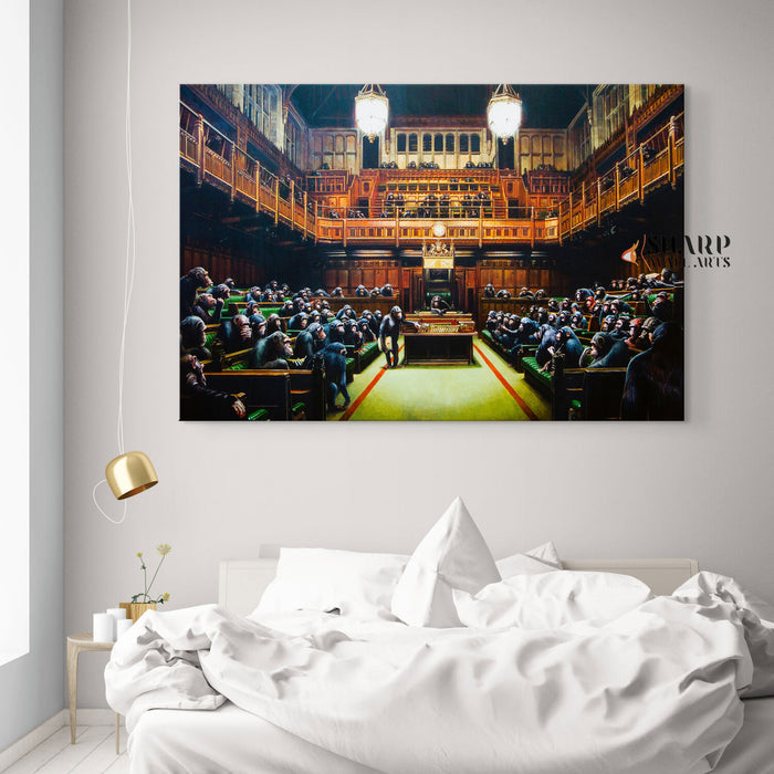 Banksy Monkey Parliament Canvas Wall Art