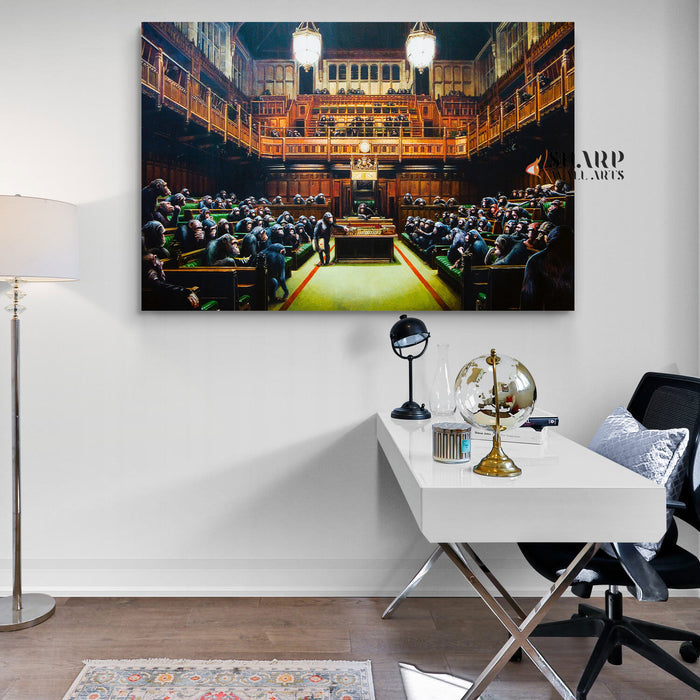 Banksy Monkey Parliament Canvas Wall Art