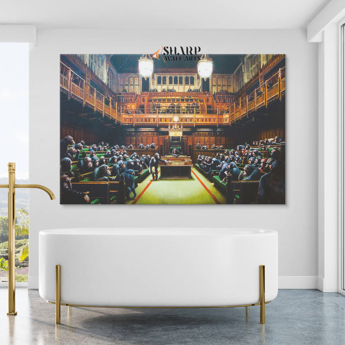 Banksy Monkey Parliament Canvas Wall Art
