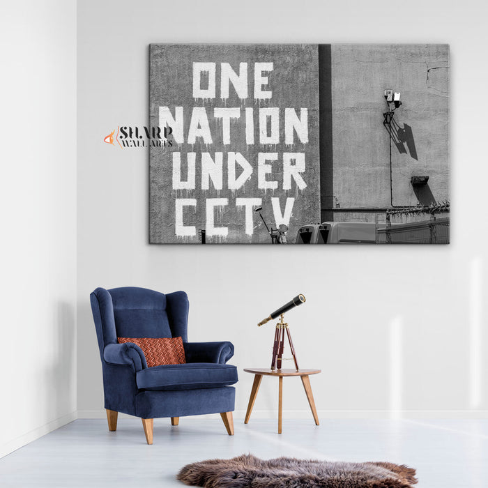 Banksy One Nation Under CCTV Canvas Wall Art
