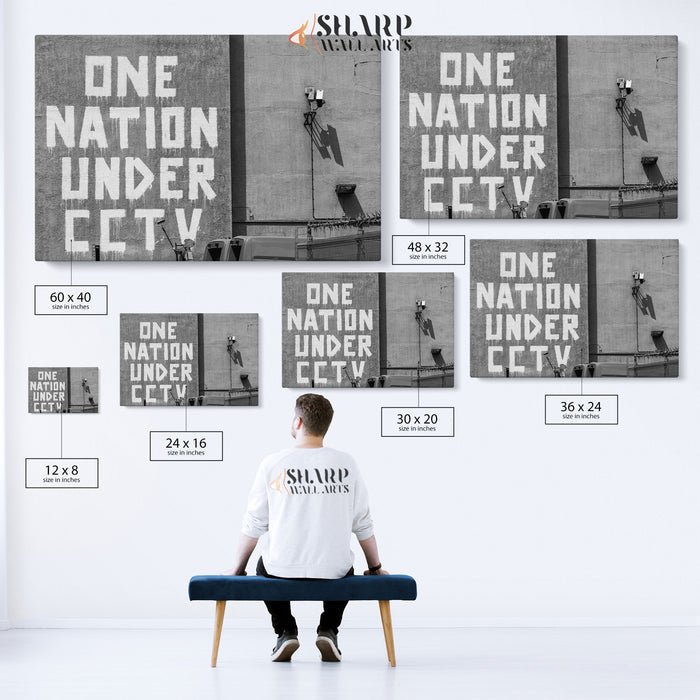 Banksy One Nation Under CCTV Canvas Wall Art