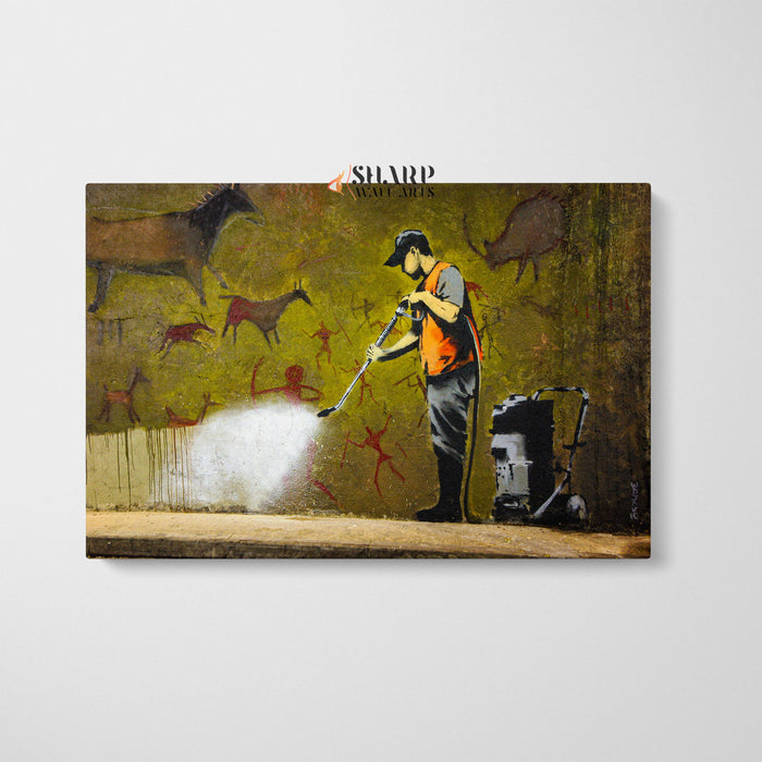 Banksy Power Washer Graffiti Removal Canvas Wall Art