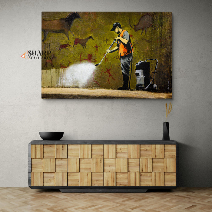Banksy Power Washer Graffiti Removal Canvas Wall Art