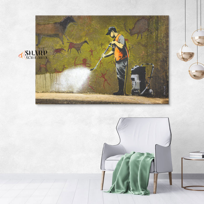 Banksy Power Washer Graffiti Removal Canvas Wall Art