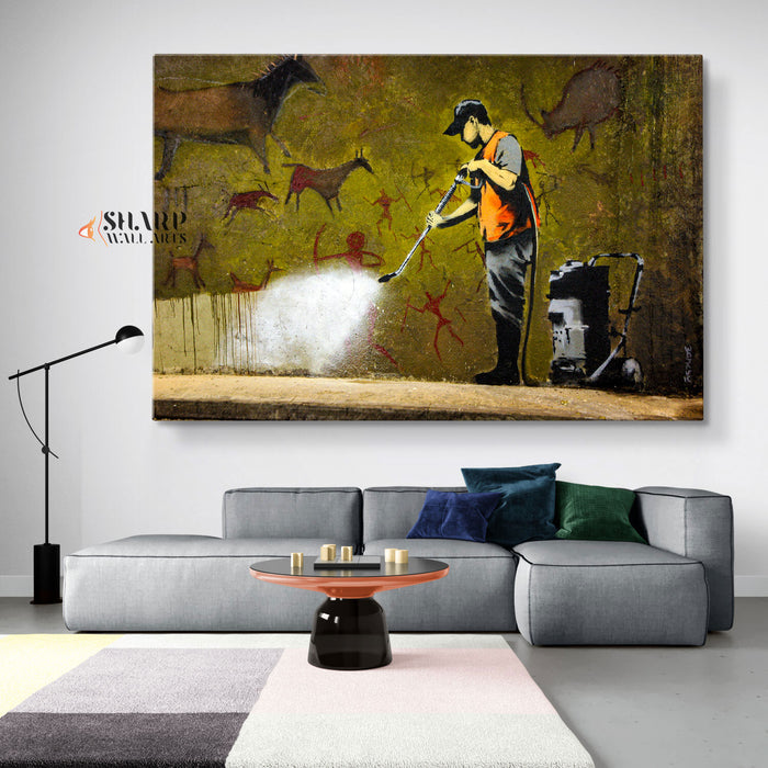 Banksy Power Washer Graffiti Removal Canvas Wall Art
