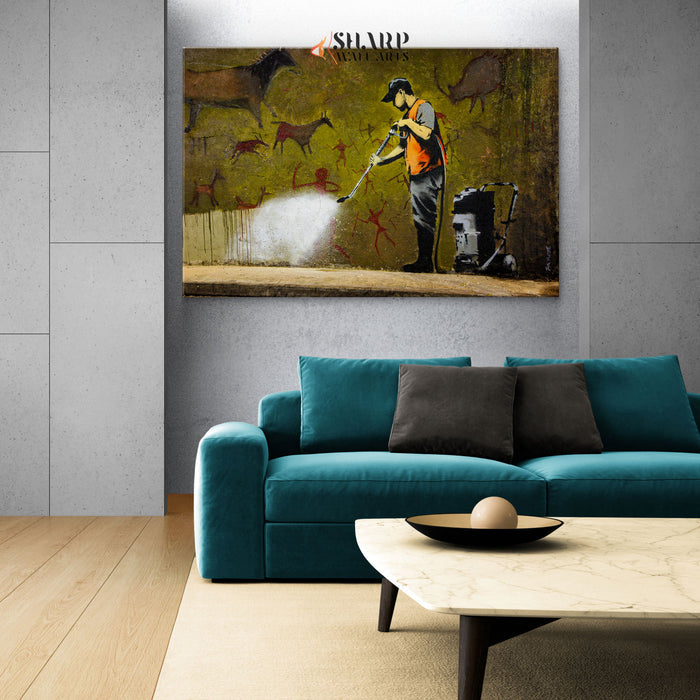 Banksy Power Washer Graffiti Removal Canvas Wall Art