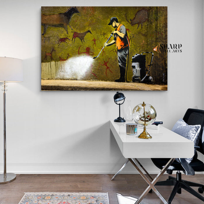 Banksy Power Washer Graffiti Removal Canvas Wall Art