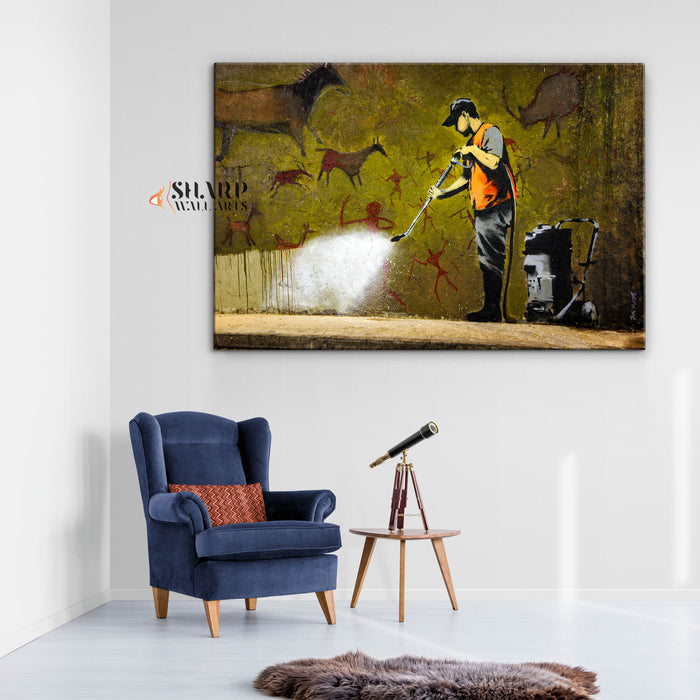 Banksy Power Washer Graffiti Removal Canvas Wall Art