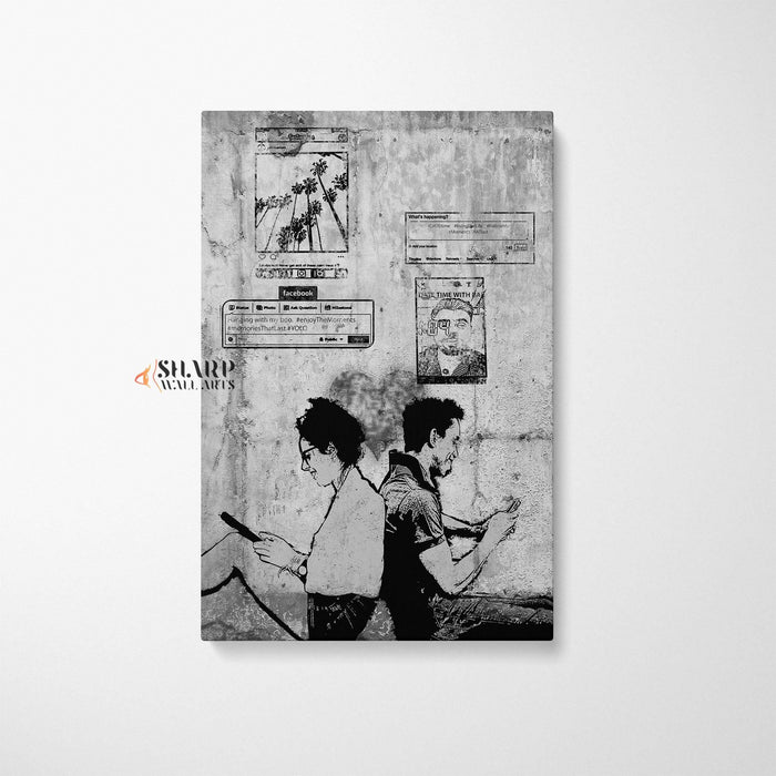 Banksy Social Media Lovers Canvas Wall Art - SharpWallArts