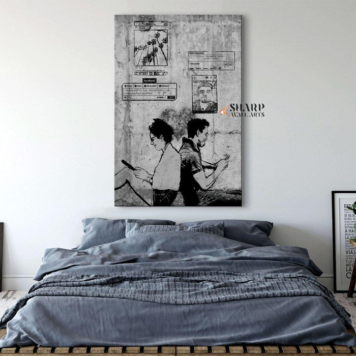 Banksy Social Media Lovers Canvas Wall Art - SharpWallArts
