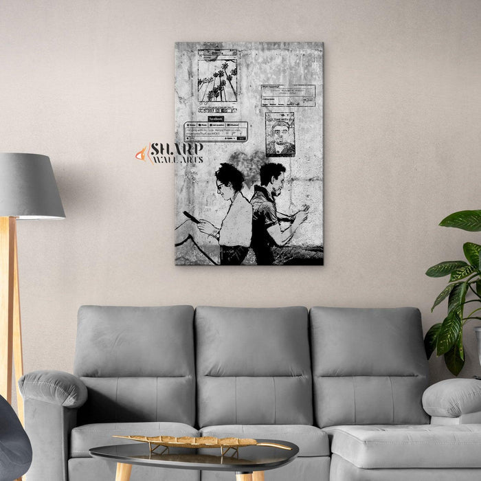 Banksy Social Media Lovers Canvas Wall Art - SharpWallArts