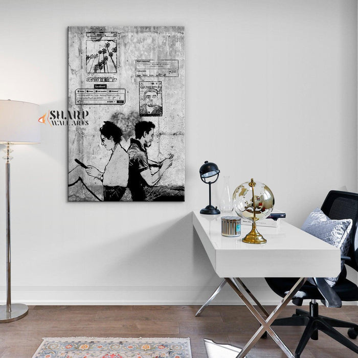 Banksy Social Media Lovers Canvas Wall Art - SharpWallArts