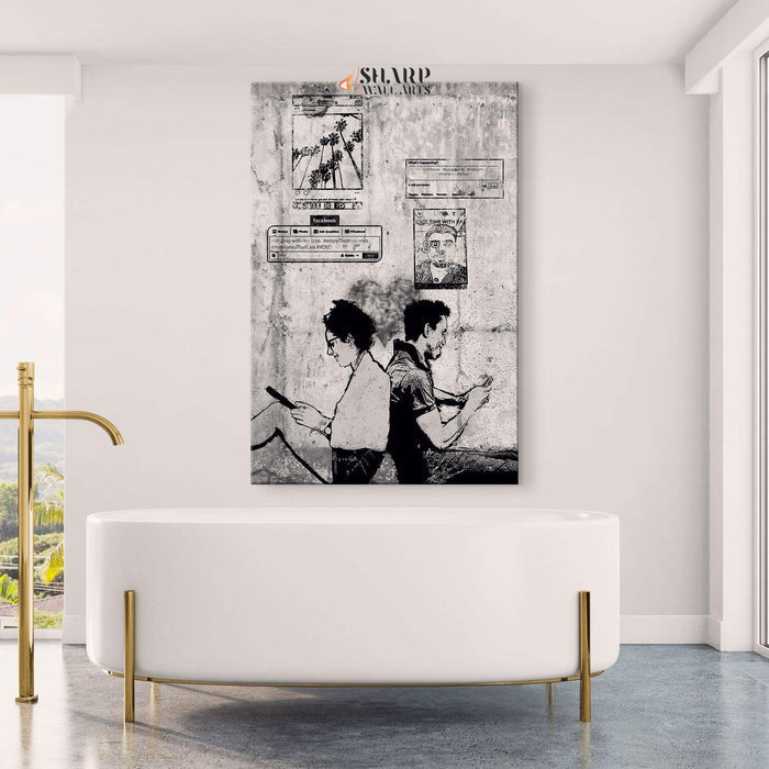 Banksy Social Media Lovers Canvas Wall Art - SharpWallArts