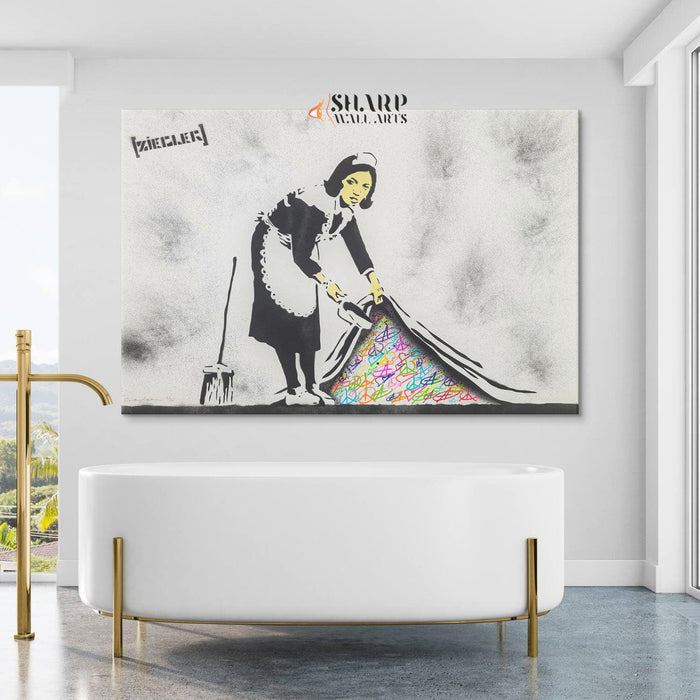 Banksy Sweep It Under Canvas Wall Art - SharpWallArts