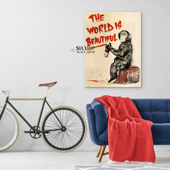 Banksy The World Is Beautiful Canvas Wall Art