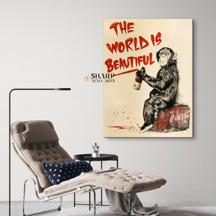 Banksy The World Is Beautiful Canvas Wall Art