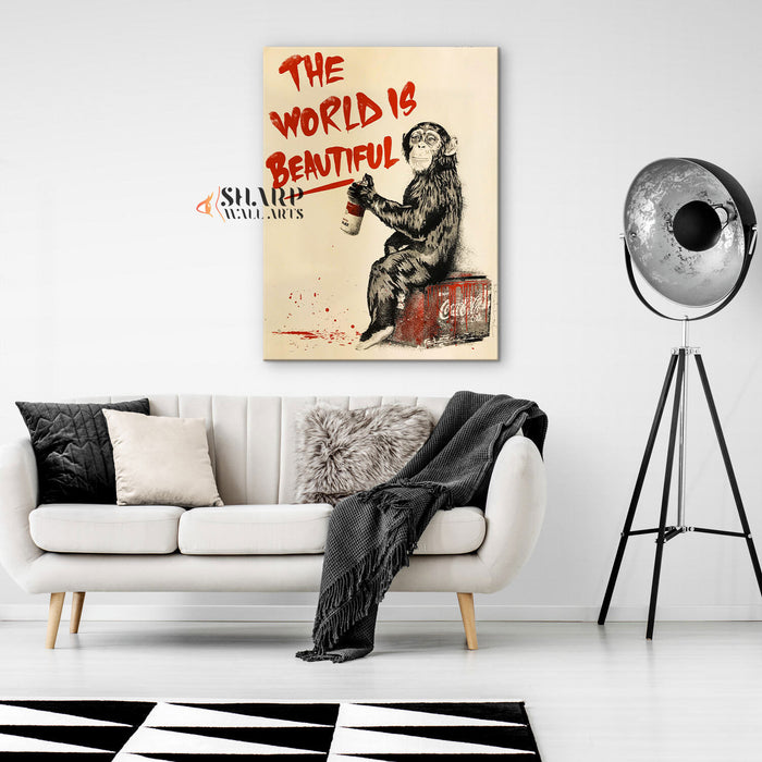 Banksy The World Is Beautiful Canvas Wall Art