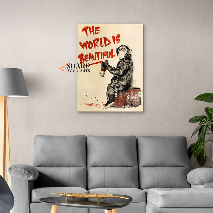 Banksy The World Is Beautiful Canvas Wall Art
