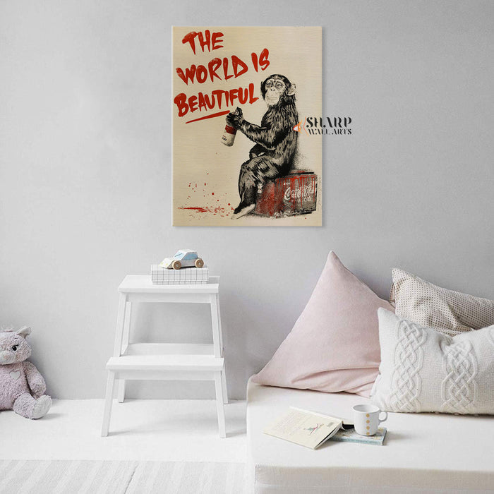 Banksy The World Is Beautiful Canvas Wall Art