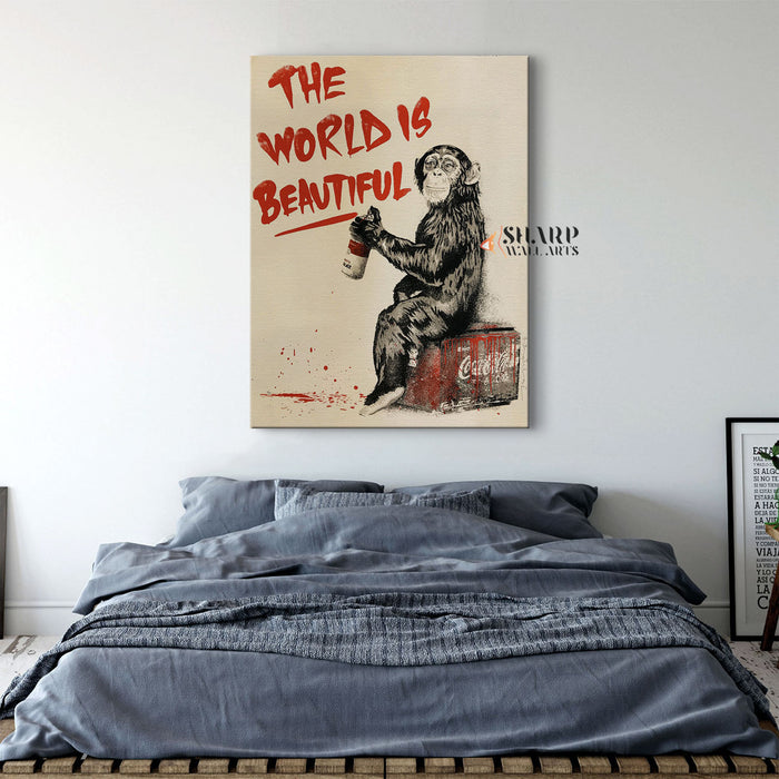 Banksy The World Is Beautiful Canvas Wall Art