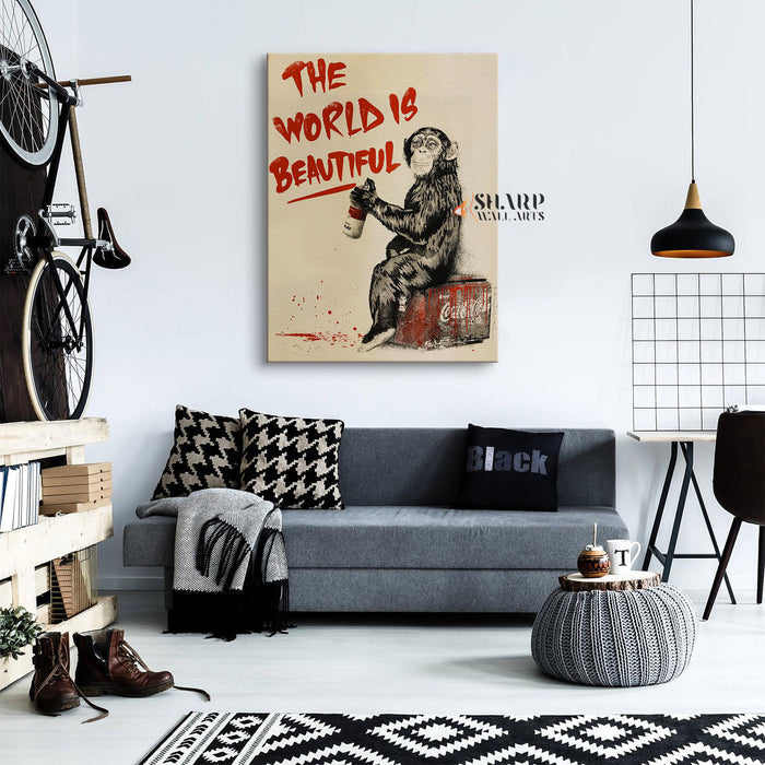 Banksy The World Is Beautiful Canvas Wall Art