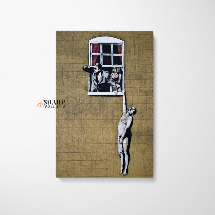Banksy Well Hung Lover Canvas Wall Art - SharpWallArts