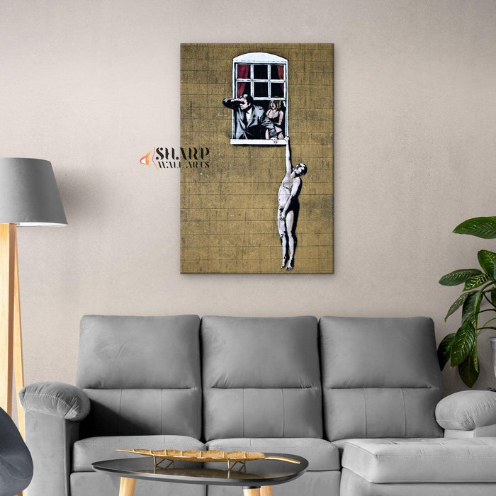 Banksy Well Hung Lover Canvas Wall Art - SharpWallArts