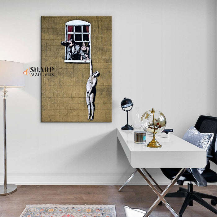 Banksy Well Hung Lover Canvas Wall Art - SharpWallArts
