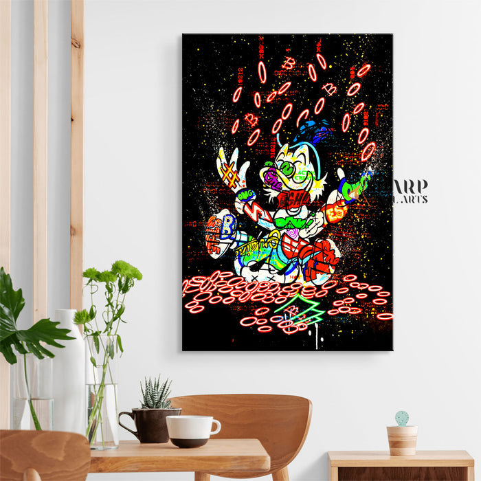Bitcoin Rich Duck Canvas Wall Art