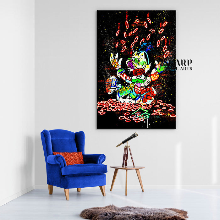 Bitcoin Rich Duck Canvas Wall Art