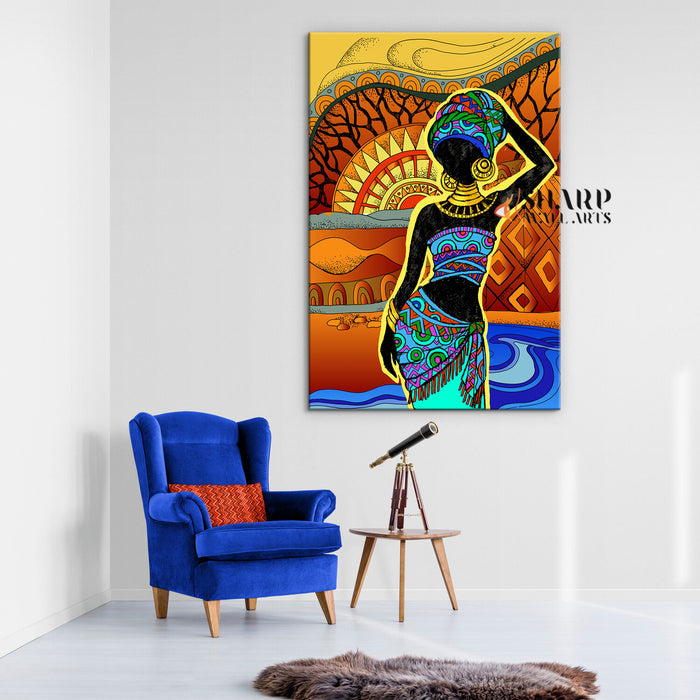 Black Woman Abstract Canvas Wall Art