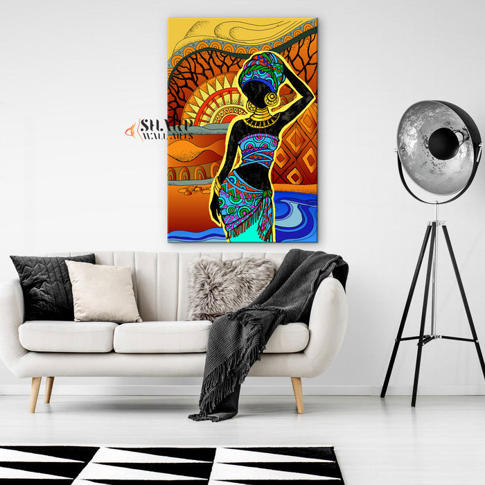 Black Woman Abstract Canvas Wall Art