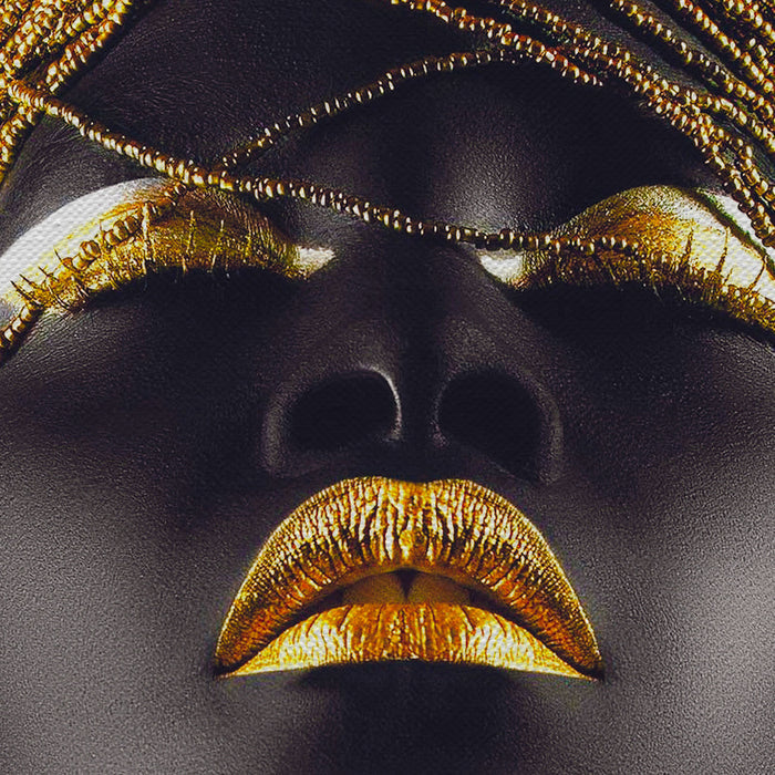 Black Woman With Golden Makeup Canvas Wall Art