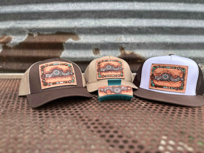 Bridle Bit Hand Tooled Low Profile Trucker Cap