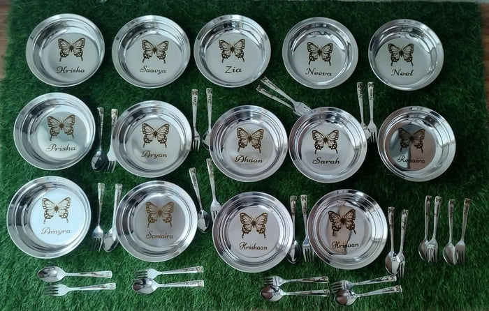 Buy Personalised Stainless Steel Snake Plate, Spoon, and Fork Set – Fun, Custom, and Durable Dining Set for Kids