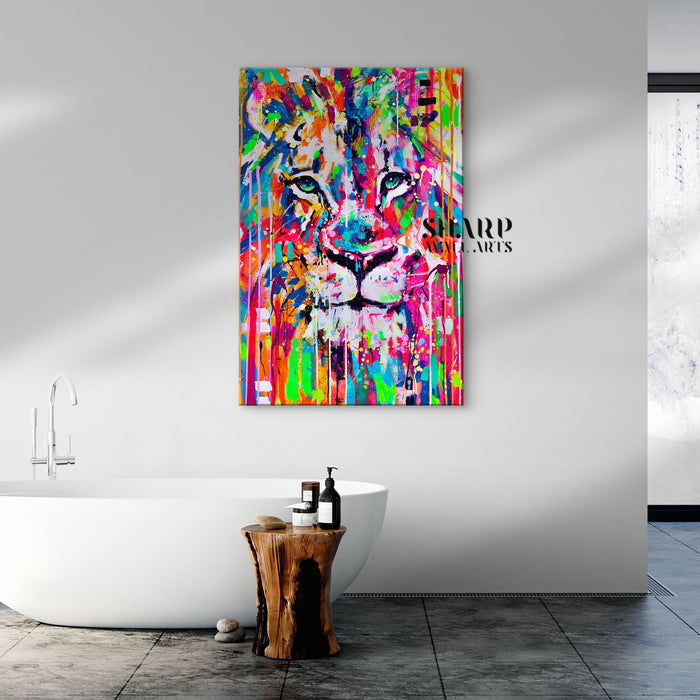 Colorful Lion Graffiti Canvas Wall Art