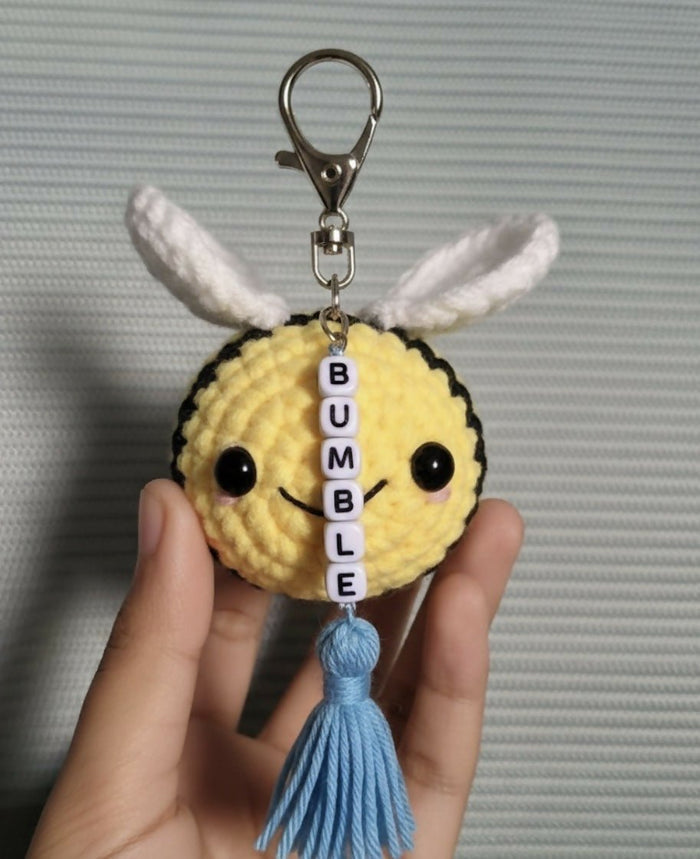 Crocheted bee keychain