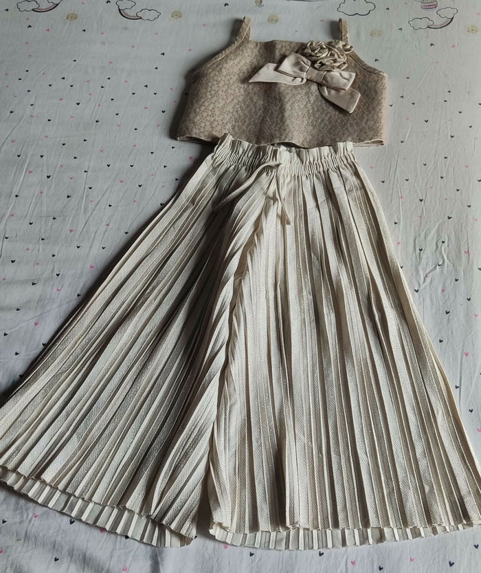 Dress your little fashionista in style with the Crop Top with Palazzo for Baby Girl—a versatile and fashionable ensemble that combines comfort and elegance for your adorable princess.