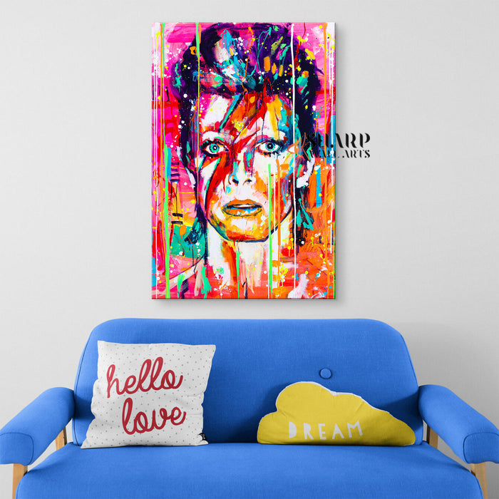 David Bowie Ziggy Stardust Abstract Canvas Wall Art