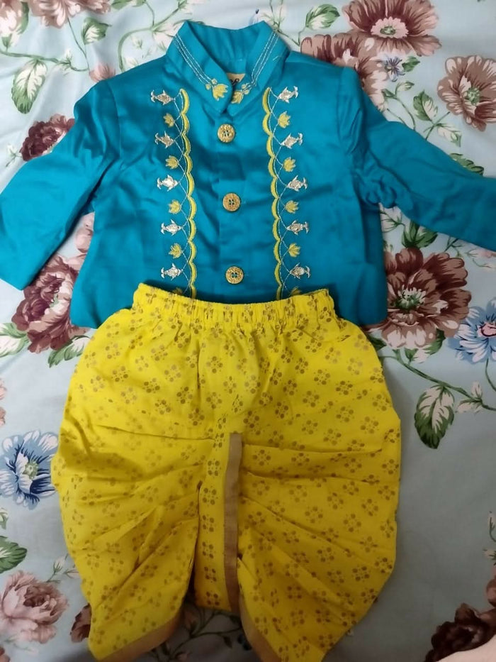 Buy Baby Dhoti Kurta Set – Traditional ethnic wear for infants with soft fabric, perfect for festive and special occasions.