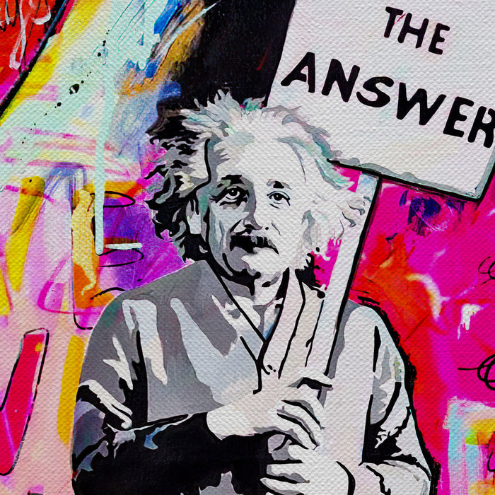 Einstein With Puppy Love Is The Answer Canvas Wall Art