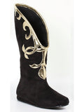 Ellie Shoes 103-Alba Flat Microfiber Boot - Elegant Gold Trim Ankle Boots in Black, Brown, Olive Ellie Shoes